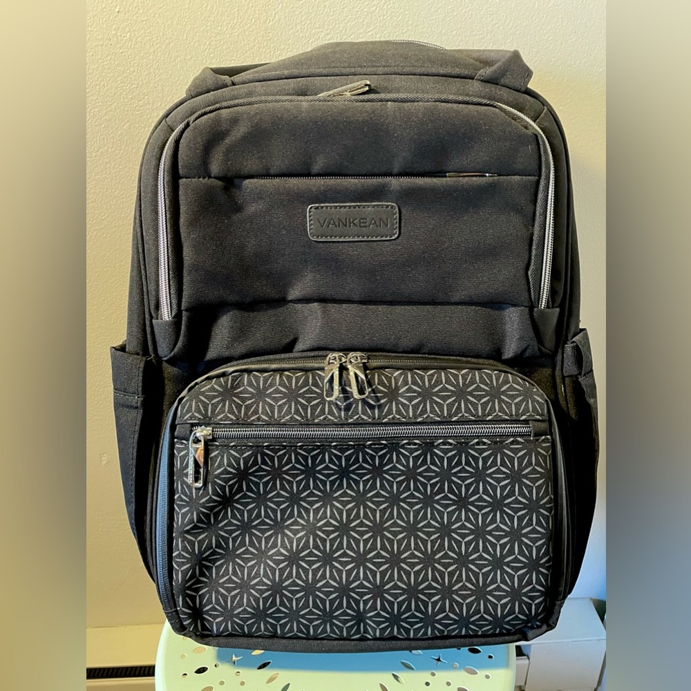 Vankean Black Laptop Computer Backpack Men Women USB Many Pockets Travel